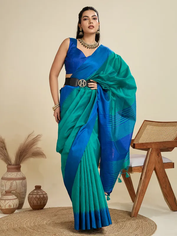 Blue_Silk_Blend_Saree_For_Women