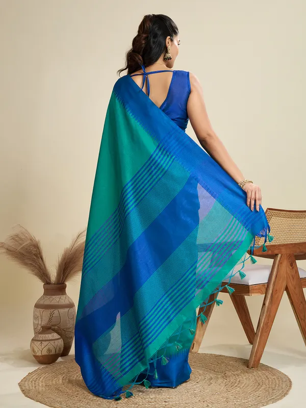 Blue_Silk_Blend_Saree_For_Women
