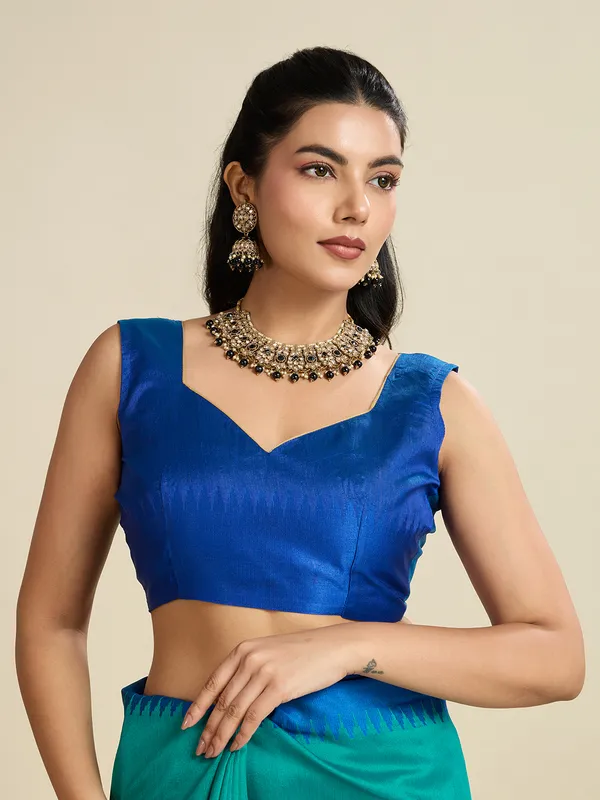 Blue_Silk_Blend_Saree_For_Women
