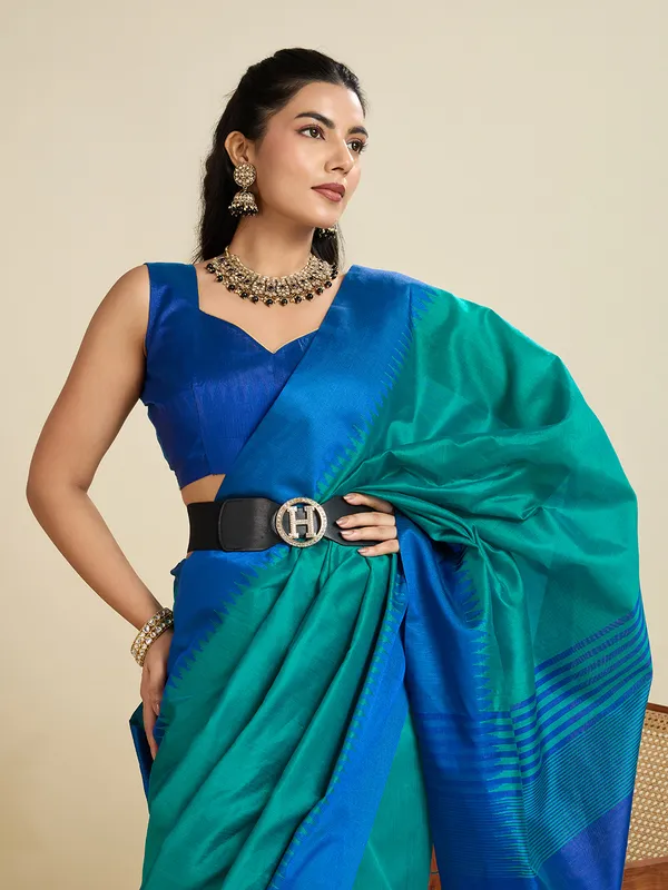 Blue_Silk_Blend_Saree_For_Women