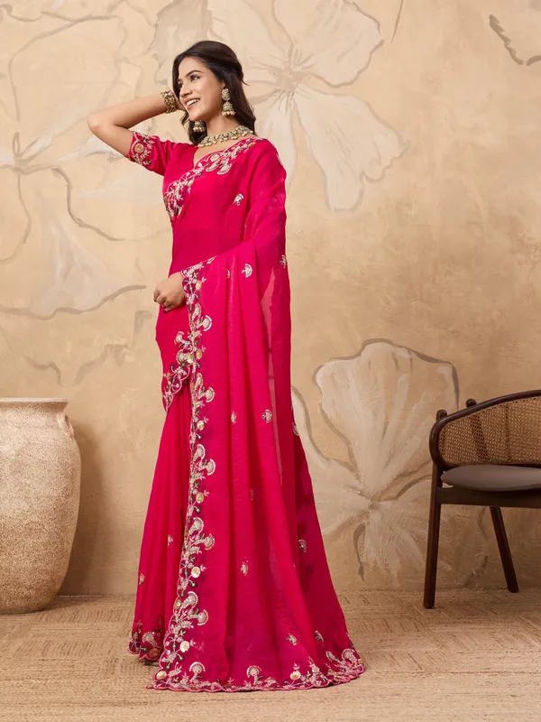 Pink_Pure_Chiffon_Saree_For_Women