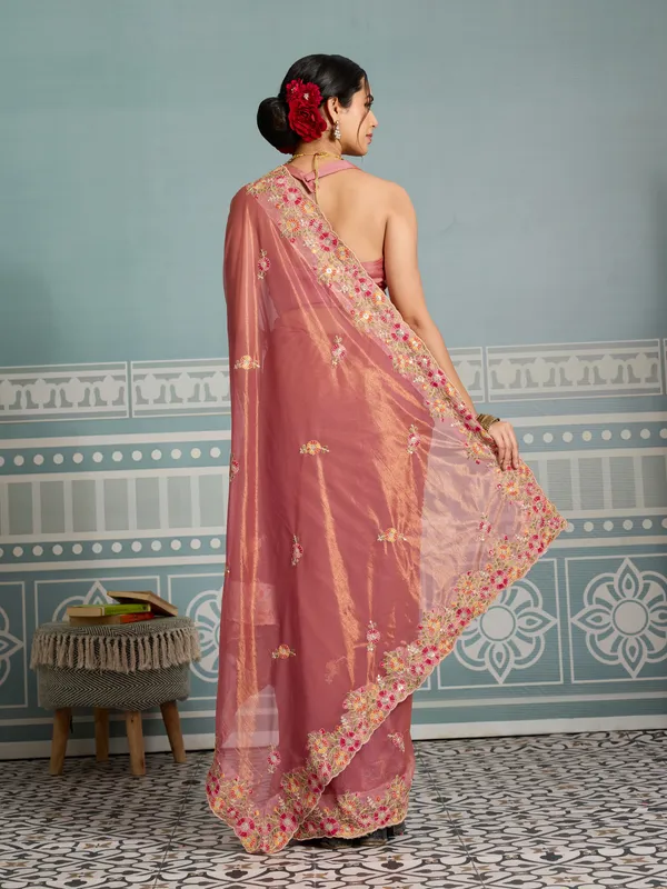 Peach_Chiffon_Saree_For_Women