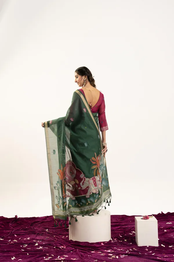 Green_Pure_Cotton_Saree_For_Women