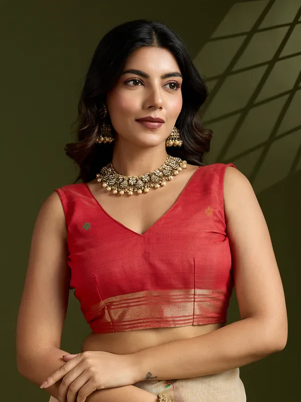 Cream_Pure_Cotton_Saree_For_Women