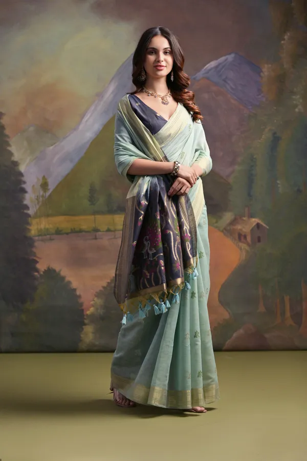 Blue_Pure_Cotton_Saree_For_Women