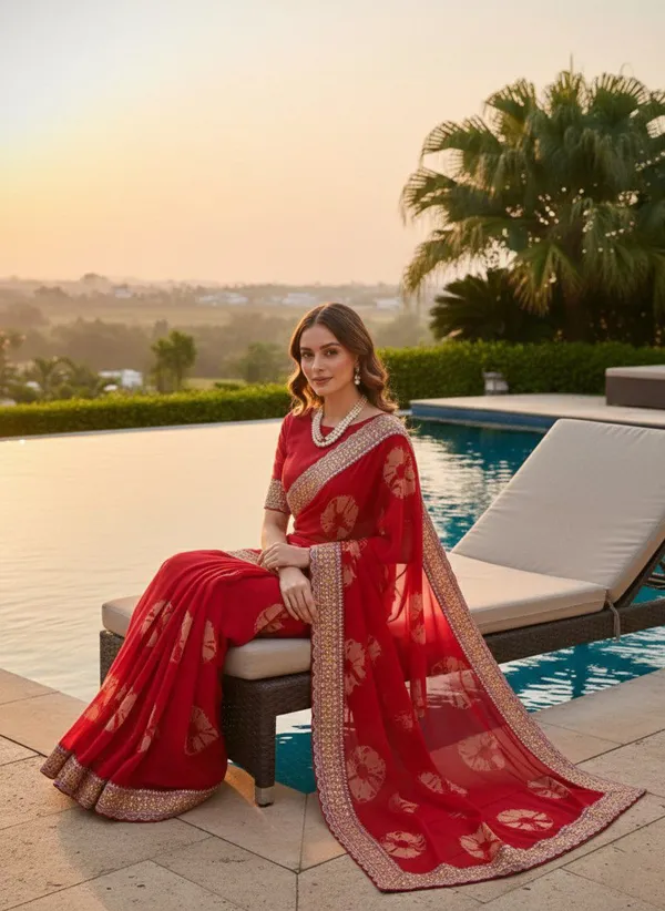 Red_Pure_Georgette_Saree_For_Women