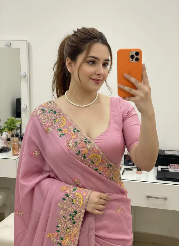 Pink_Silk_Blend_Saree_For_Women