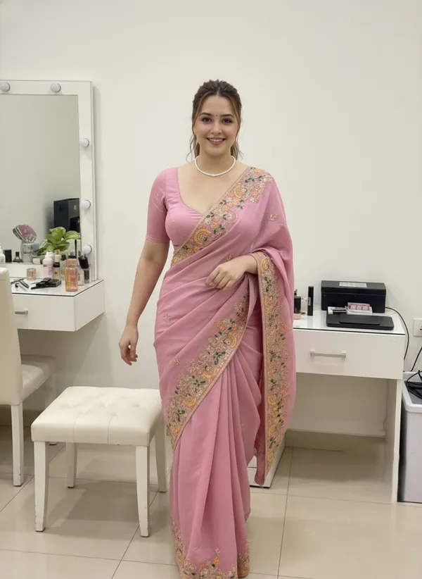 Pink_Silk_Blend_Saree_For_Women