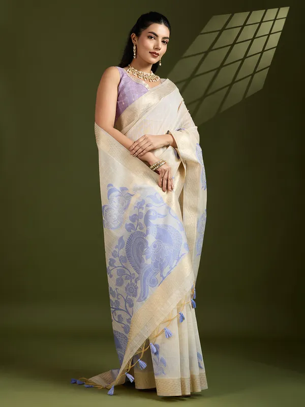Blue_Pure_Cotton_Saree_For_Women