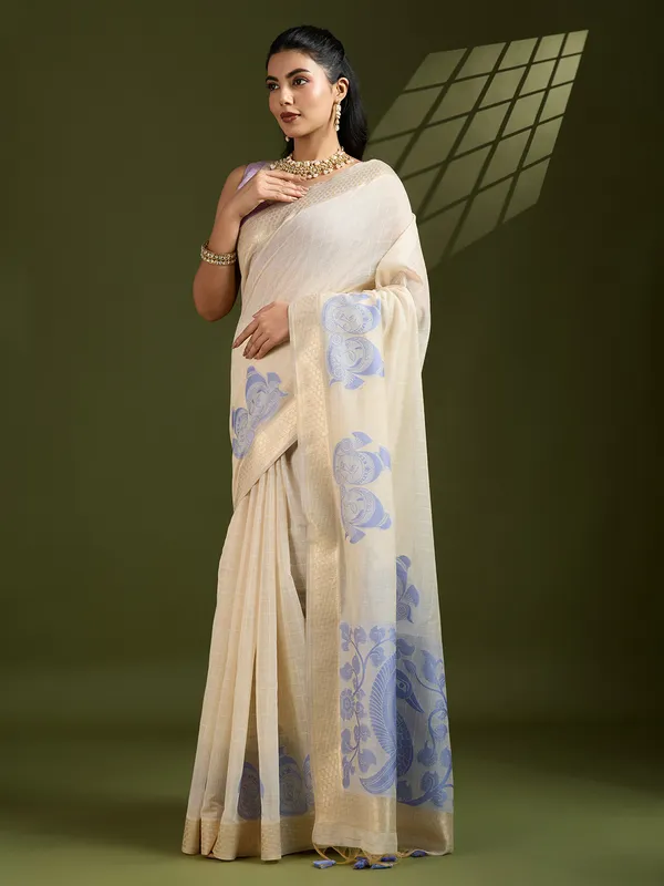 Blue_Pure_Cotton_Saree_For_Women