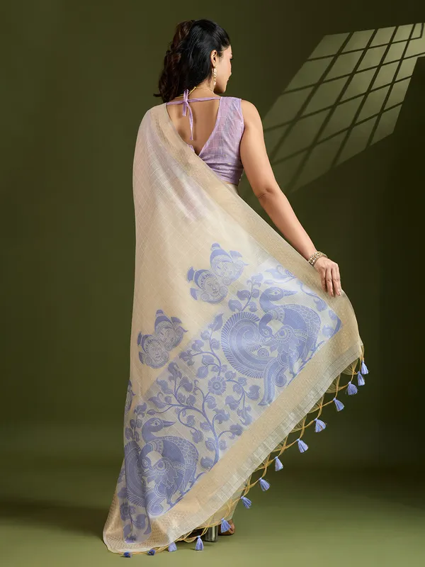 Blue_Pure_Cotton_Saree_For_Women