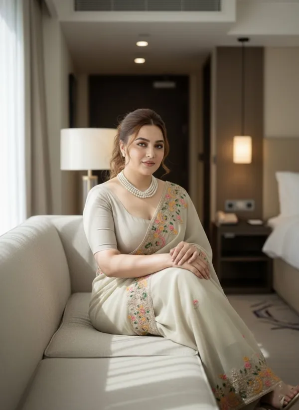 Beige_Silk_Blend_Saree_For_Women