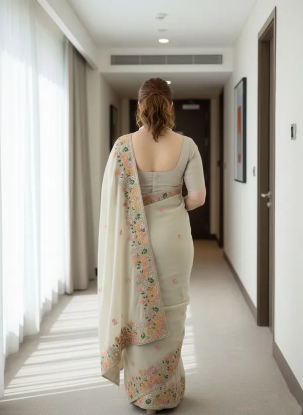Beige_Silk_Blend_Saree_For_Women