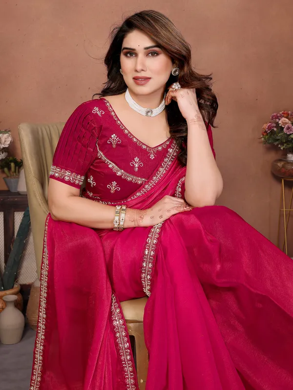 Red_Pure_Chiffon_Saree_For_Women