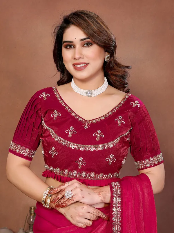 Red_Pure_Chiffon_Saree_For_Women