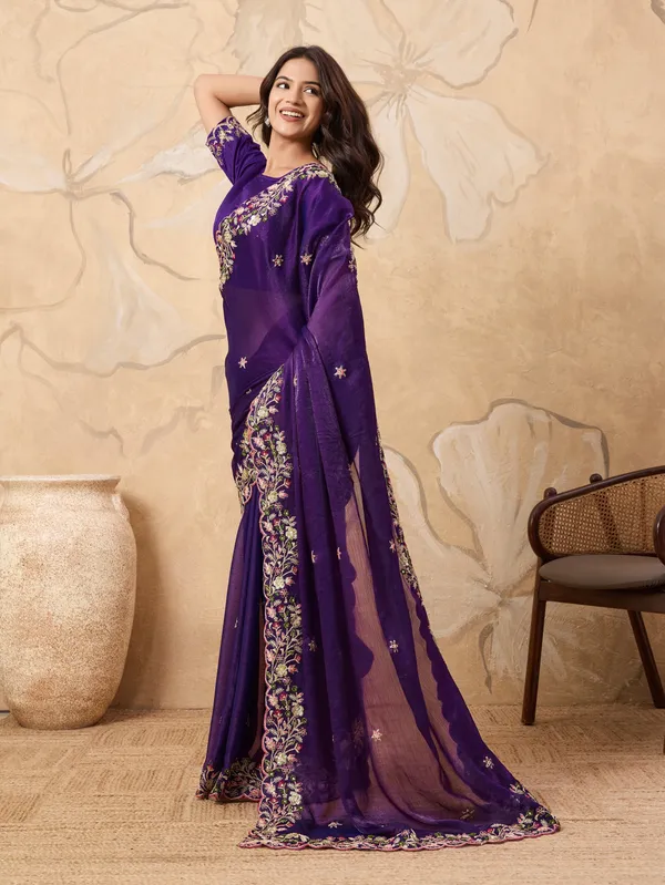 Purple_Pure_Chiffon_Saree_For_Women