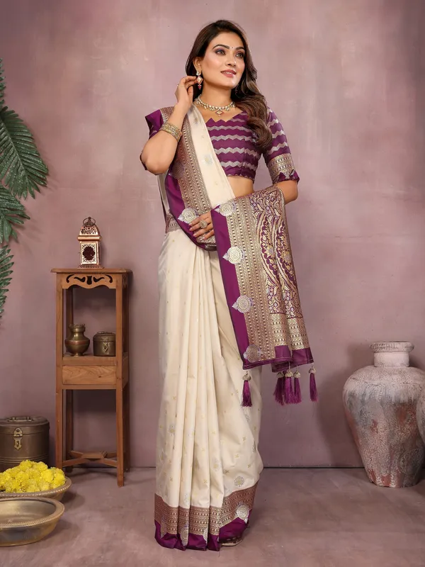 Cream_Art_Silk_Saree_For_Women