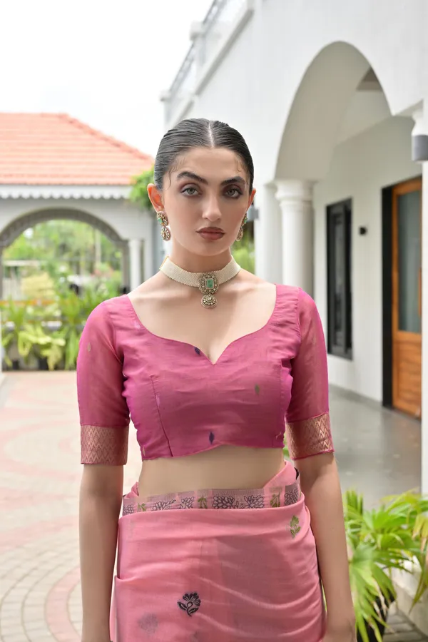 Pink_Pure_Cotton_Saree_For_Women