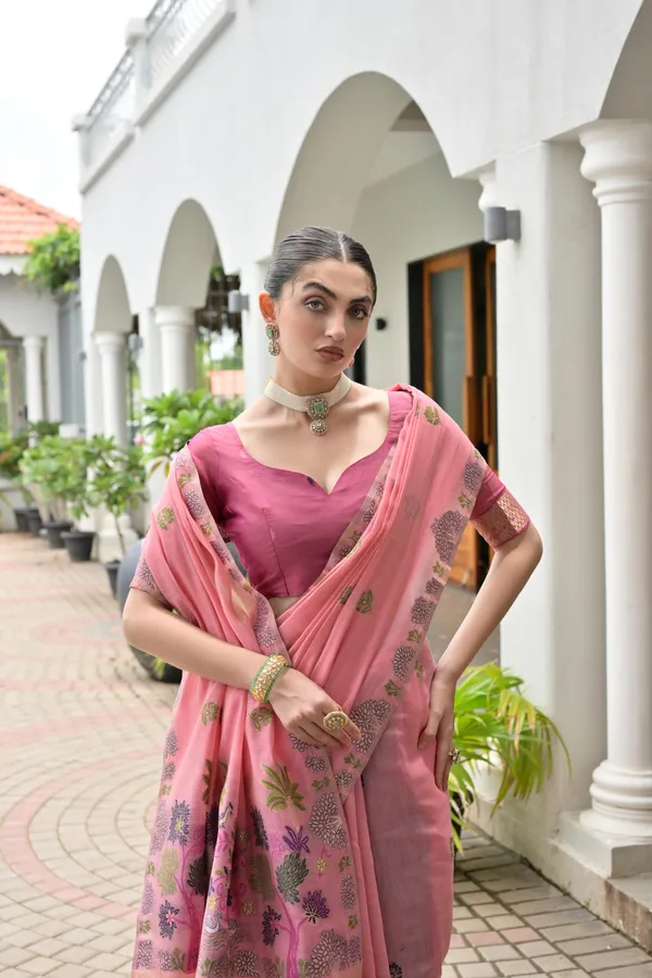 Pink_Pure_Cotton_Saree_For_Women