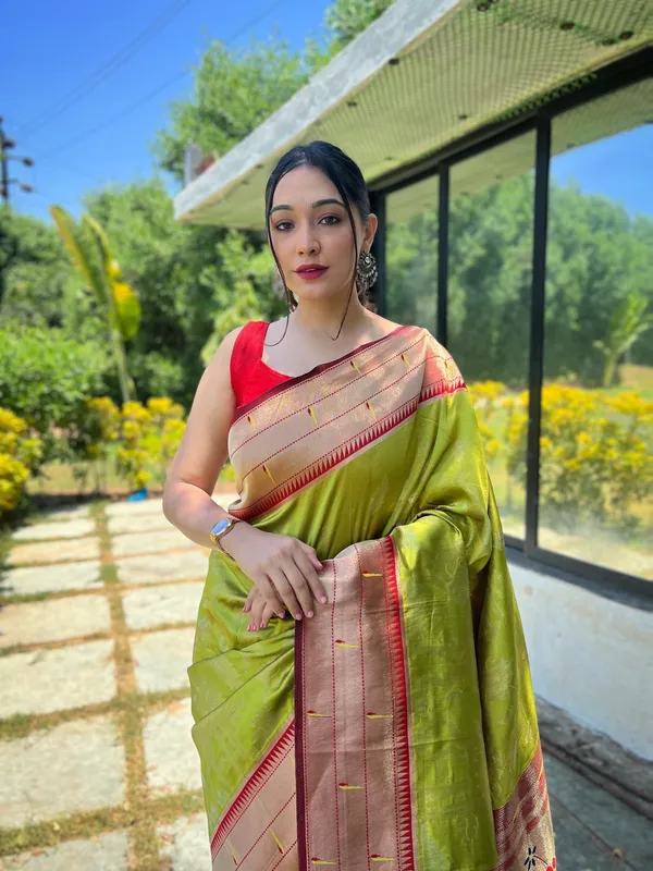 Lime_Green_Art_Silk_Saree_For_Women