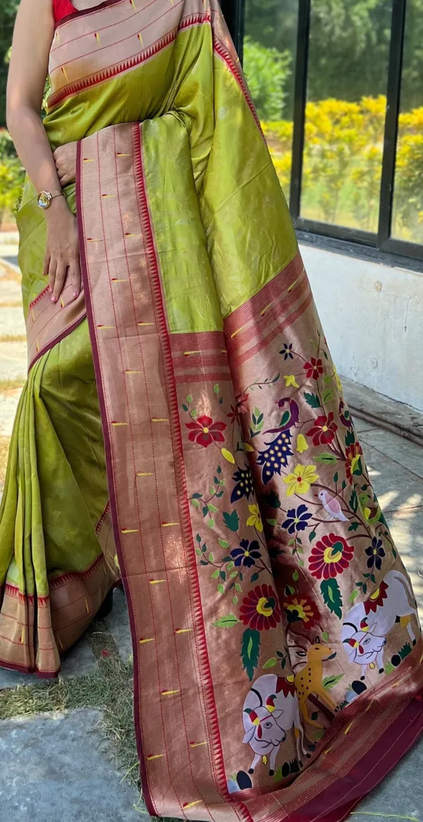 Lime_Green_Art_Silk_Saree_For_Women
