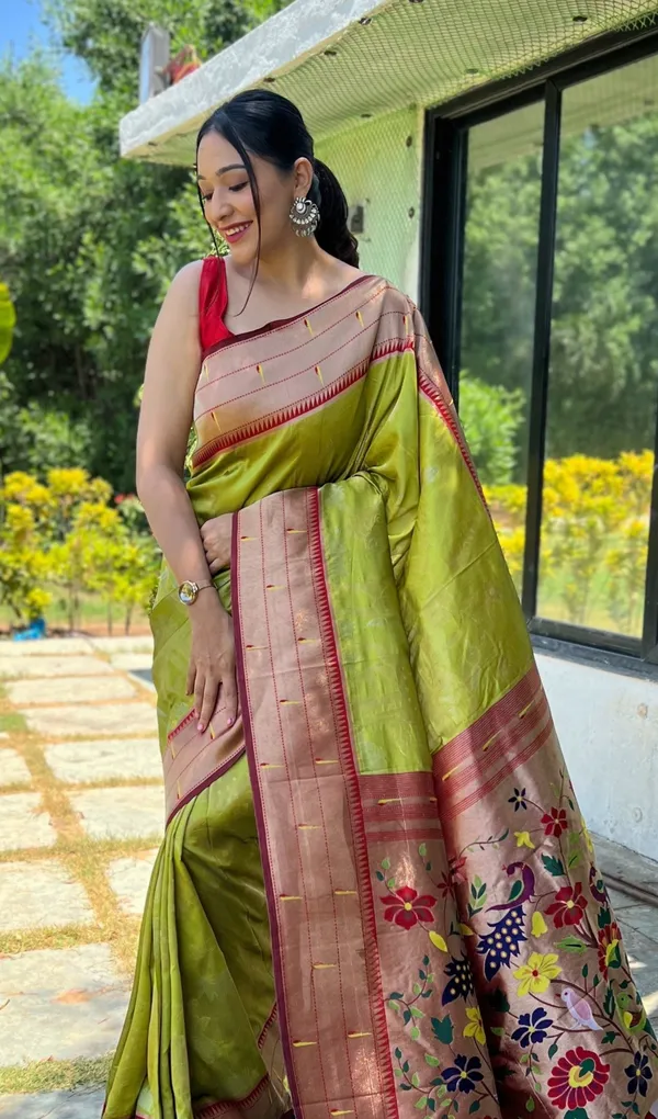 Lime_Green_Art_Silk_Saree_For_Women