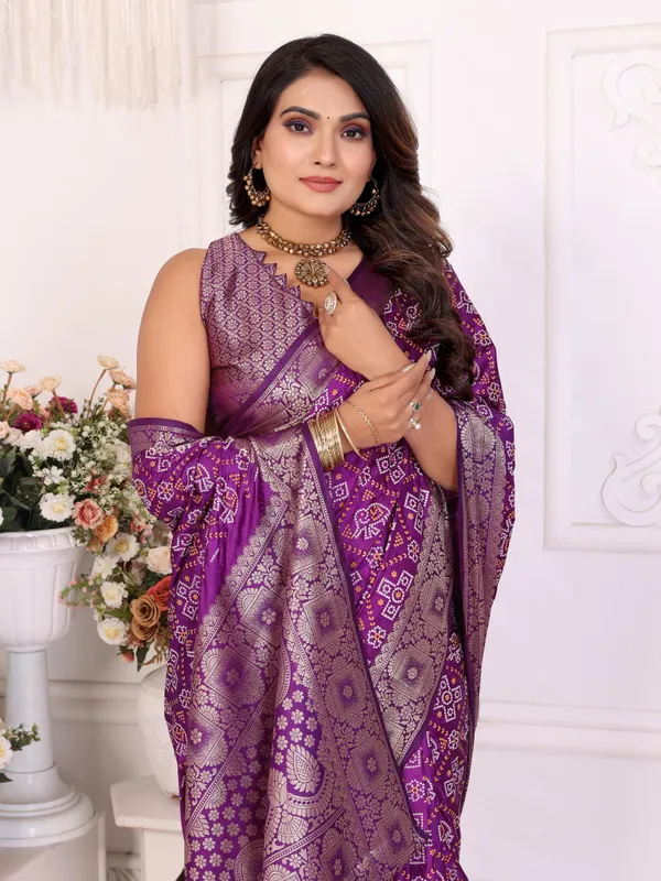 Purple_Silk_Blend_Saree_For_Women