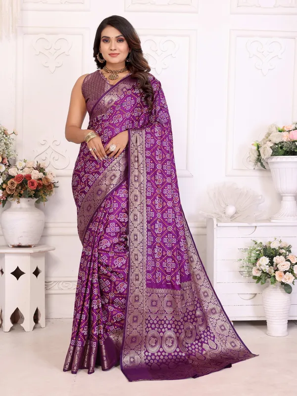 Purple_Silk_Blend_Saree_For_Women