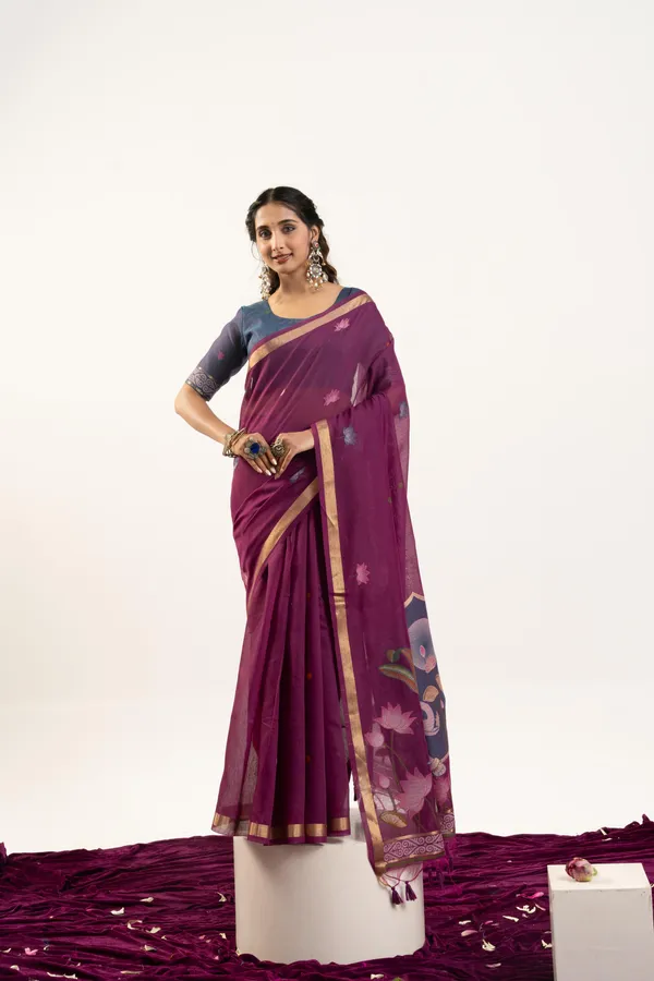 Purple_Pure_Cotton_Saree_For_Women