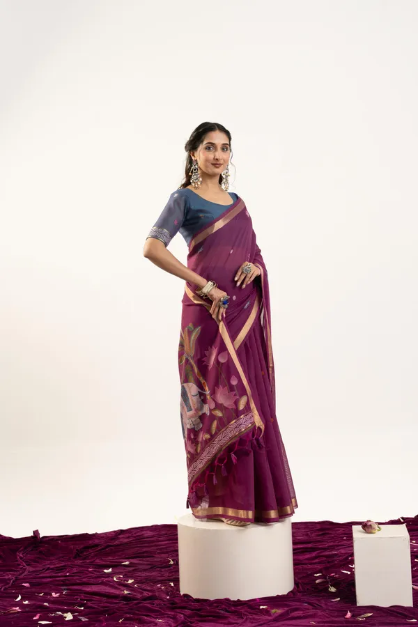 Purple_Pure_Cotton_Saree_For_Women