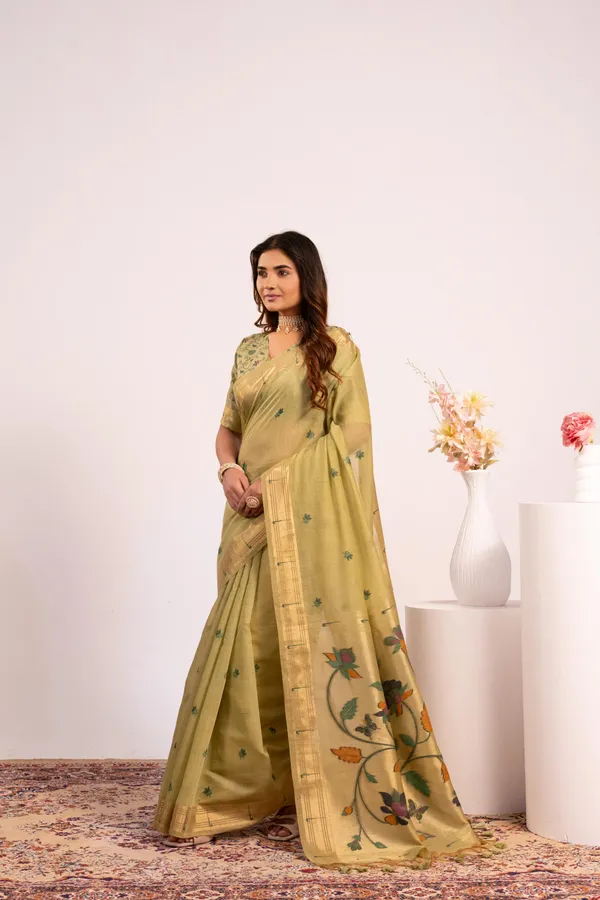 Green_Pure_Cotton_Saree_For_Women
