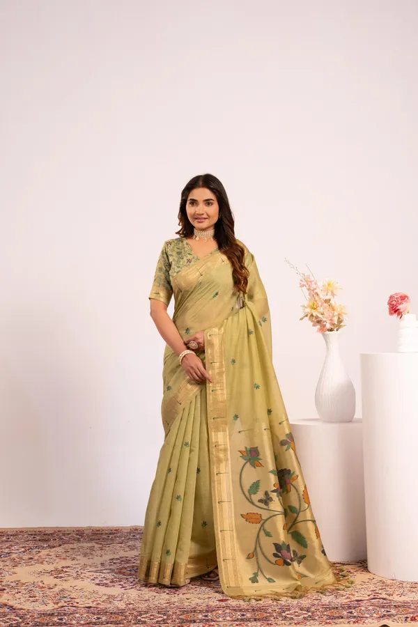 Green_Pure_Cotton_Saree_For_Women