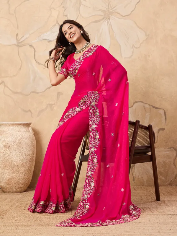 Pink_Pure_Chiffon_Saree_For_Women