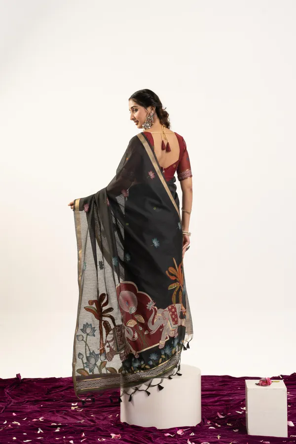 Black_Pure_Cotton_Saree_For_Women