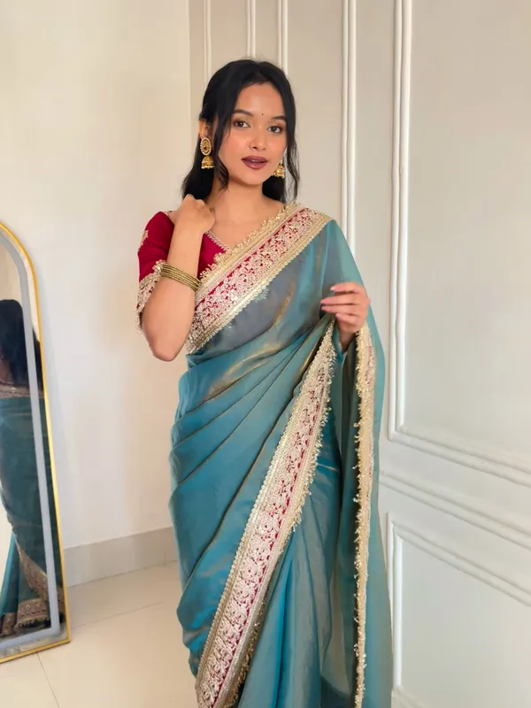 Olive_Silk_Blend_Saree_For_Women