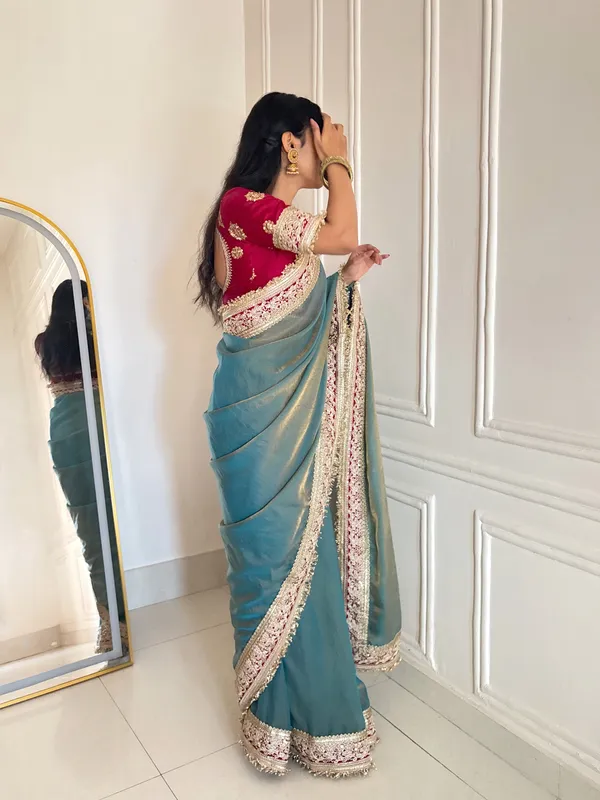 Olive_Silk_Blend_Saree_For_Women