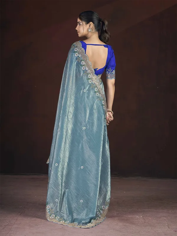 Teal_Silk_Blend_Saree_For_Women