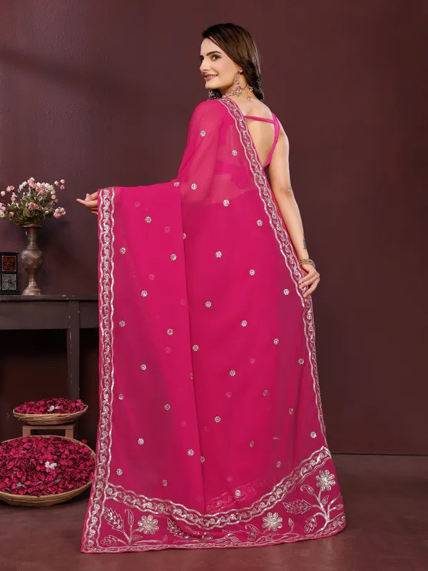 Pink_Poly_Georgette_Saree_For_Women