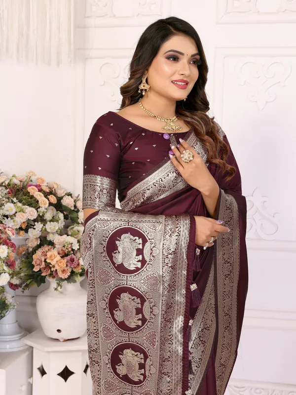 Maroon_Art_Silk_Saree_For_Women