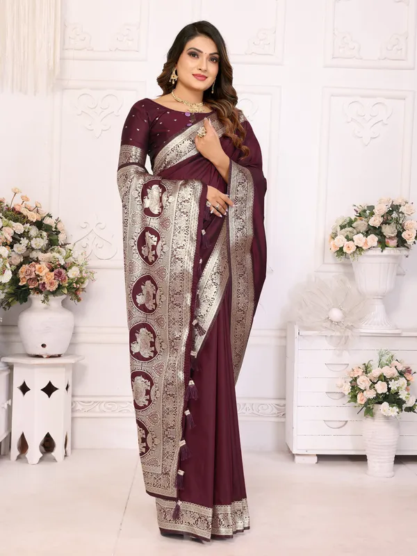 Maroon_Art_Silk_Saree_For_Women