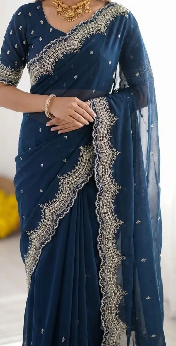 Blue_Poly_Georgette_Saree_For_Women