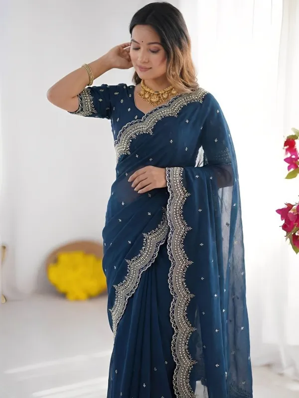 Blue_Poly_Georgette_Saree_For_Women