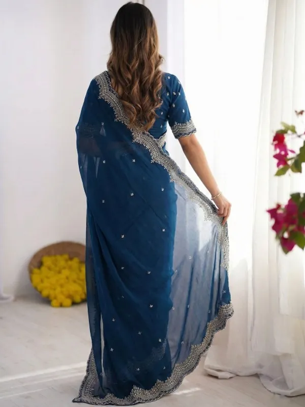 Blue_Poly_Georgette_Saree_For_Women