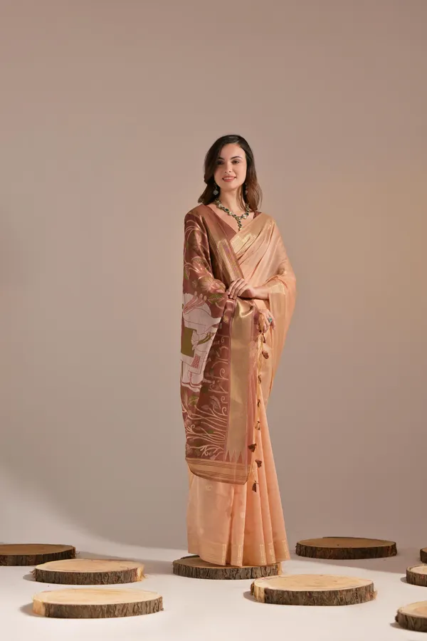 Peach_Pure_Cotton_Saree_For_Women