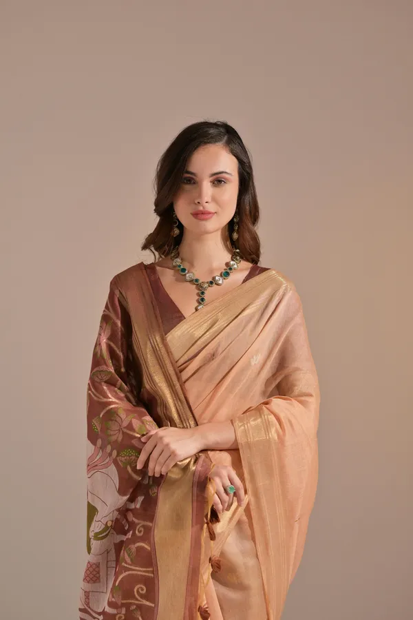 Peach_Pure_Cotton_Saree_For_Women