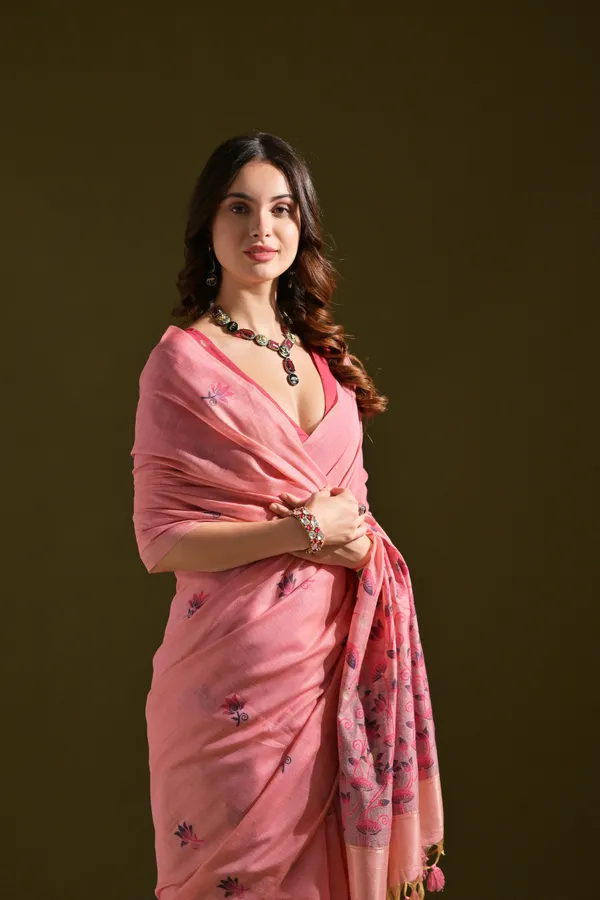 Pink_Pure_Cotton_Saree_For_Women
