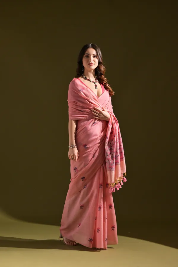 Pink_Pure_Cotton_Saree_For_Women
