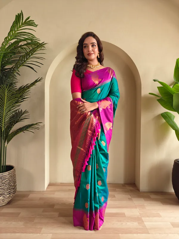 Purple_And_Blue_Art_Silk_Saree_For_Women