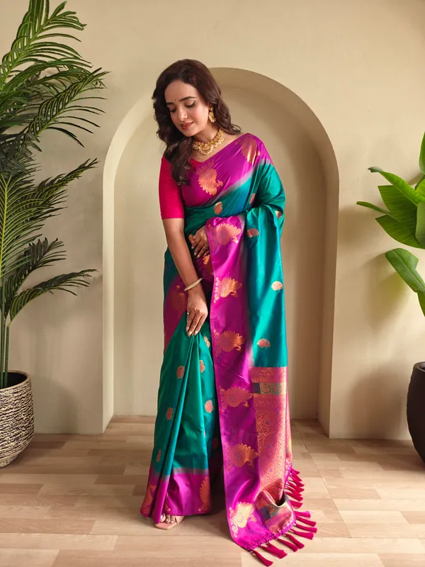 Purple_And_Blue_Art_Silk_Saree_For_Women