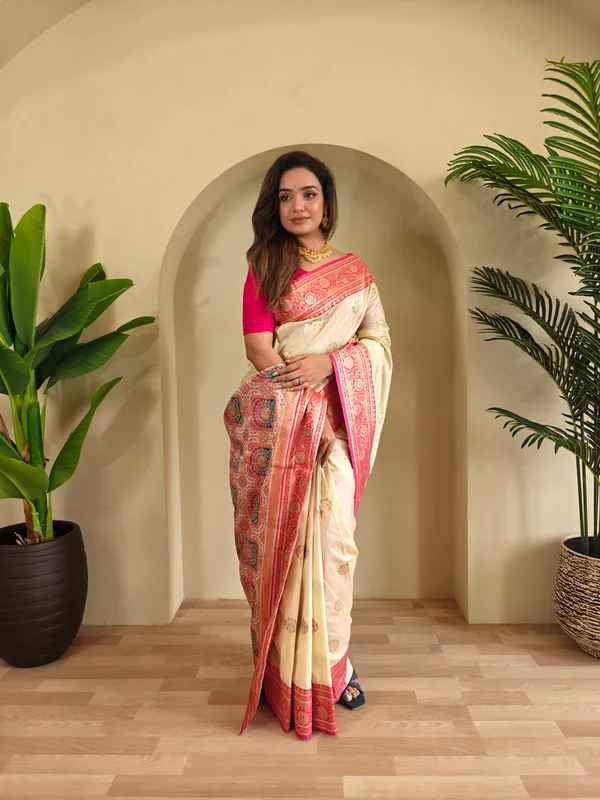 Off_White_Art_Silk_Saree_For_Women